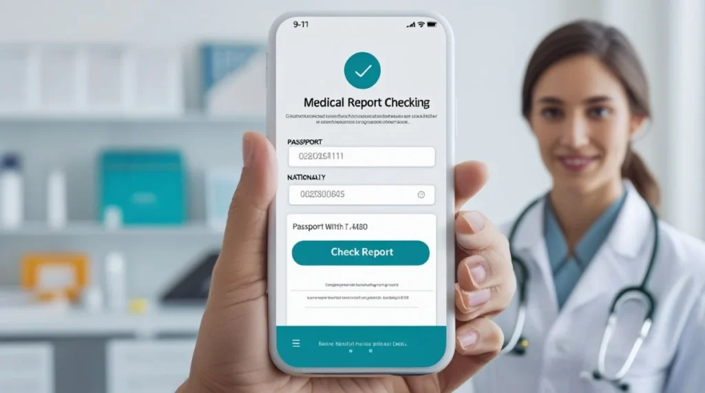 Mobile interface for checking GCC diagnostic center reports online