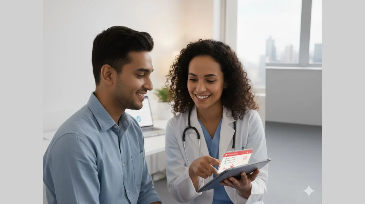 Doctor explaining medical test results to patient