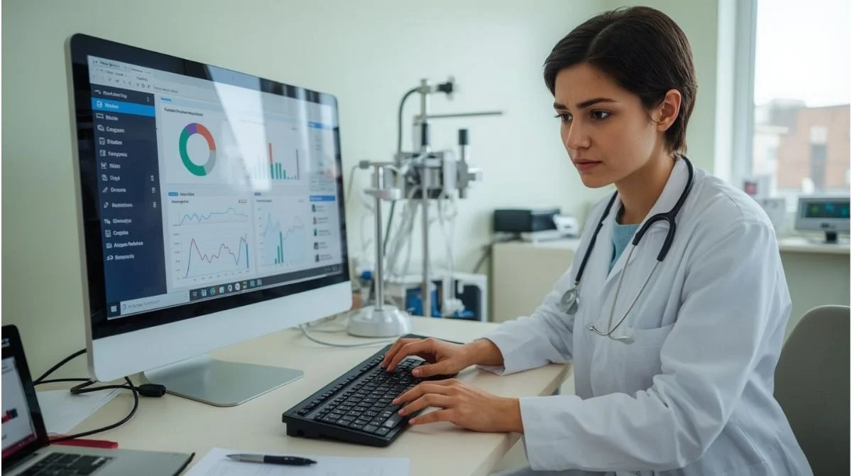 Doctor viewing online medical reports