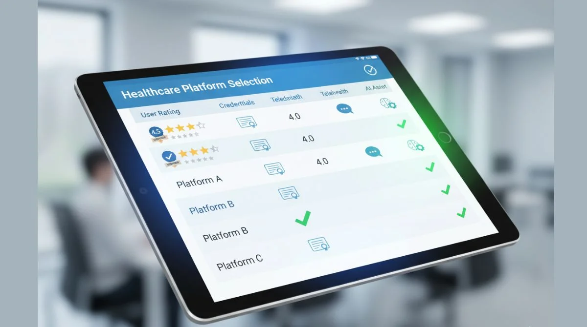 Platform selection checklist with ratings and verified credentials